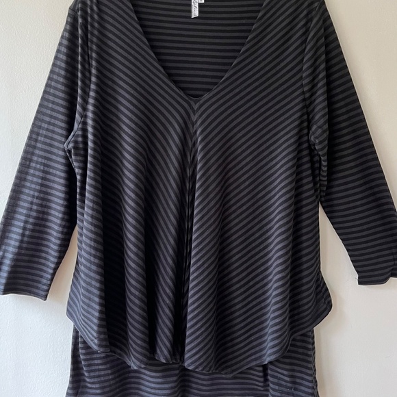 Lulu B Sz M Black Striped Layered Pullover Blouse Stretch Top Tencel Shirt - Picture 8 of 8